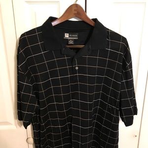 Men’s black and white polo